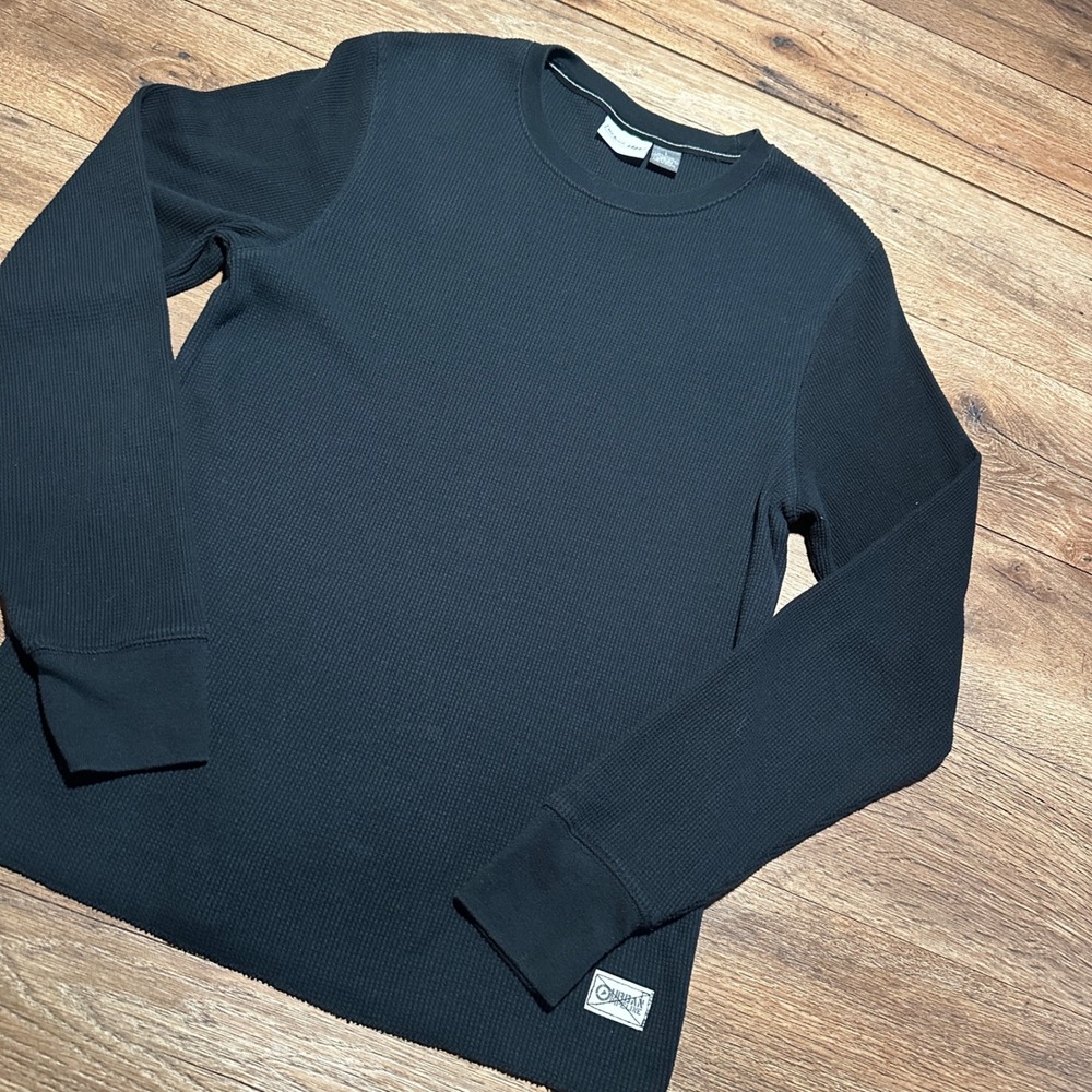 Y2K Urban Pipeline Black Thermal Waffle Knit Shirt Mens Medium
